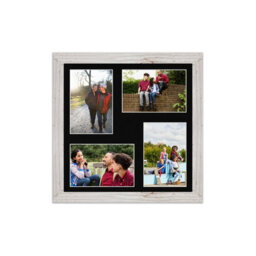AK Frames 12X12 White Rustic Modern Multi Photo Frame With Black Mount - Holds 4 Apertures (4X) 6X4 Photos - thumbnail 1