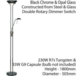 Mother & Child Floor Lamp Black Chrome 1.8M Twin Light Dimmer Flexible Reading - thumbnail 2
