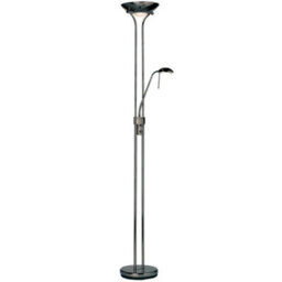 Mother & Child Floor Lamp Black Chrome 1.8M Twin Light Dimmer Flexible Reading - thumbnail 3