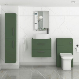 Royal Bathrooms Turin 800mm Wall Mounted Bathroom Vanity Unit With Sink 2 Drawer Matt Green & Peak Countertop Basin - thumbnail 3