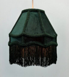 K Living Stunning Green Traditional Velvet Lamp Shade With Tassels 8Inch - thumbnail 4