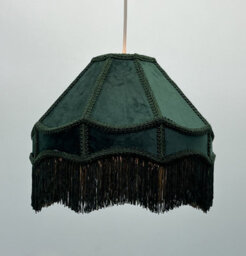 K Living Stunning Green Traditional Velvet Lamp Shade With Tassels 8Inch