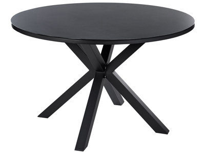 Beliani Round Garden Dining Table 120Cm Black Aluminium With Ceramic Glass Top - image 1