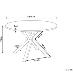 Beliani Round Garden Dining Table 120Cm Black Aluminium With Ceramic Glass Top - thumbnail 3