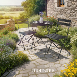 Tectake Garden Table And Chairs Frieda - 2 Seater, For Balconies, Patios & Terraces, Folding & Lightweight - Black - 1 - thumbnail 9