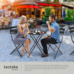 Tectake Garden Table And Chairs Frieda - 2 Seater, For Balconies, Patios & Terraces, Folding & Lightweight - Black - 1 - thumbnail 4