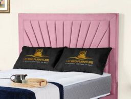 UKBEDFURNITURE Sunrise Pink Plush Valvet Upholstered Bed Frame - Slatted Base With 10 Inch Orthopedic Mattress - 48 Inch Headboard - thumbnail 2