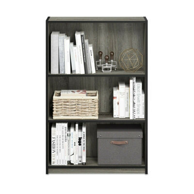 Walplus Furinno Jaya Simple Home 3-Tier Adjustable Shelf Bookcase, French Oak Grey - image 1