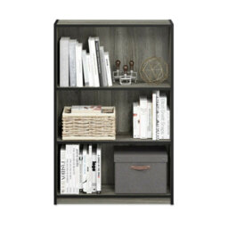 Walplus Furinno Jaya Simple Home 3-Tier Adjustable Shelf Bookcase, French Oak Grey - thumbnail 1