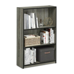 Walplus Furinno Jaya Simple Home 3-Tier Adjustable Shelf Bookcase, French Oak Grey - thumbnail 2