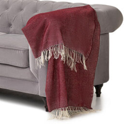 Luxury Living 100% Acrylic Throw - 150Cm X 125Cm - Burgundy - thumbnail 2