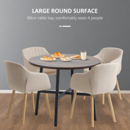 Homcom 80Cm Round Kitchen Table, Dining Table For Small Spaces, Steel Leg - thumbnail 5