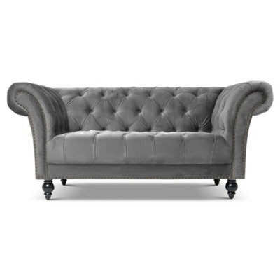 Bravich Cambridge Chesterfield 2 Seater Sofa - Velvet Grey - image 1