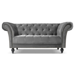 Bravich Cambridge Chesterfield 2 Seater Sofa - Velvet Grey - thumbnail 1