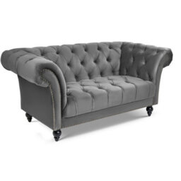 Bravich Cambridge Chesterfield 2 Seater Sofa - Velvet Grey - thumbnail 3