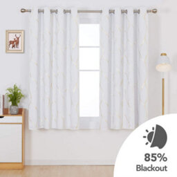 Deconovo Room Darkening Eyelet Curtains, Thermal Gold Wave Foil Printed Curtains For Nursery, 52 X 54 Inch, Silver Grey, One Pair - thumbnail 4