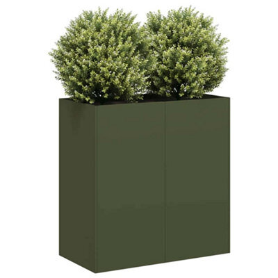 Berkfield Planter Olive Green 80X40X80 Cm Cold-Rolled Steel - image 1