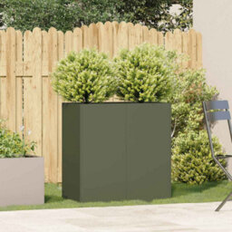 Berkfield Planter Olive Green 80X40X80 Cm Cold-Rolled Steel - thumbnail 3