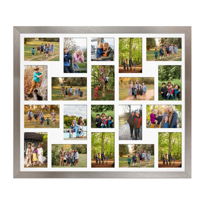 AK Frames 80X70Cm Aluminum Modern Multi Photo Frame With White Mount - Holds 20 Apertures (18X) 6X4, (2X) 4X4 Photos - image 1