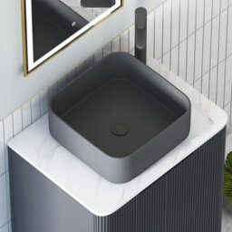 Royal Bathrooms Avenza 800mm Matt Obsidian Black Floor Standing Bathroom Vanity Unit 2 Door With Art Square Basin - thumbnail 7