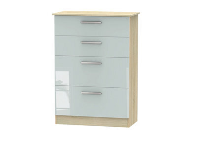 Trent 4 Drawer Deep Chest Of Drawers In Grey & Bardolino Oak (Ready Assembled) - image 1