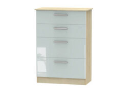 Trent 4 Drawer Deep Chest Of Drawers In Grey & Bardolino Oak (Ready Assembled) - thumbnail 1