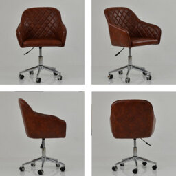 Lakeland Furniture Opus Vintage Brown Faux Leather Chrome Swivel An Height Adjustable Base Office Chair - thumbnail 2