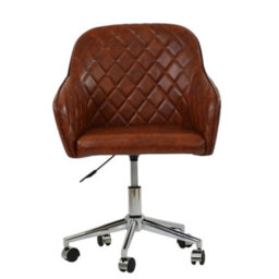 Lakeland Furniture Opus Vintage Brown Faux Leather Chrome Swivel An Height Adjustable Base Office Chair