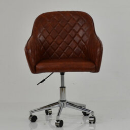 Lakeland Furniture Opus Vintage Brown Faux Leather Chrome Swivel An Height Adjustable Base Office Chair - thumbnail 3