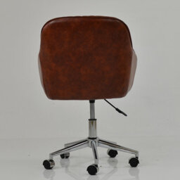 Lakeland Furniture Opus Vintage Brown Faux Leather Chrome Swivel An Height Adjustable Base Office Chair - thumbnail 6