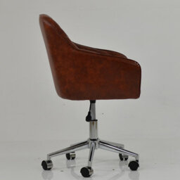 Lakeland Furniture Opus Vintage Brown Faux Leather Chrome Swivel An Height Adjustable Base Office Chair - thumbnail 5