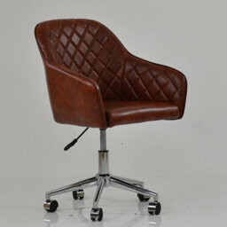 Lakeland Furniture Opus Vintage Brown Faux Leather Chrome Swivel An Height Adjustable Base Office Chair - thumbnail 4