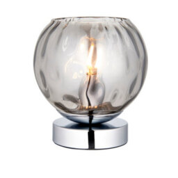 Anson Lighting Devante Chrome And Smokey Mirror Tinted Glass Shade Modern 1 Light Table Light - thumbnail 4