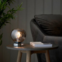 Anson Lighting Devante Chrome And Smokey Mirror Tinted Glass Shade Modern 1 Light Table Light - thumbnail 5