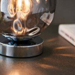 Anson Lighting Devante Chrome And Smokey Mirror Tinted Glass Shade Modern 1 Light Table Light - thumbnail 2