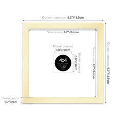 "4X4"" Gold Picture Frame - 4X4"" Square Frame With 1X1"" Mount For 4X4""/1X1"" Pictures Art Deco Style Room Decor, 1 Pack" - thumbnail 2