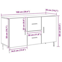 Vidaxl Sideboard Black Oak 100 X 36 X 60 Cm Engineered Wood - thumbnail 3