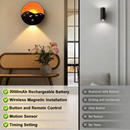 Amorly 1 Pack Round Led Wall Sconce, Usb C Rechargeable Rgb Dimmable Indoor Wall Lamp With Remote Control For Living Room, Kitchen - thumbnail 7