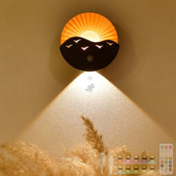 Amorly 1 Pack Round Led Wall Sconce, Usb C Rechargeable Rgb Dimmable Indoor Wall Lamp With Remote Control For Living Room, Kitchen - thumbnail 1
