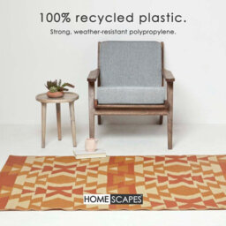 Homescapes Luxury Outdoor Rug Waterproof Reversible For Garden Patio, 150 X 240 Cm, Orange, 100% Recycled, Anya Aztec - thumbnail 3