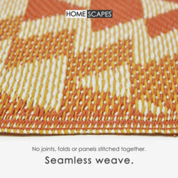 Homescapes Luxury Outdoor Rug Waterproof Reversible For Garden Patio, 150 X 240 Cm, Orange, 100% Recycled, Anya Aztec - thumbnail 4