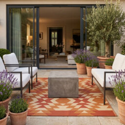 Homescapes Luxury Outdoor Rug Waterproof Reversible For Garden Patio, 150 X 240 Cm, Orange, 100% Recycled, Anya Aztec - thumbnail 8