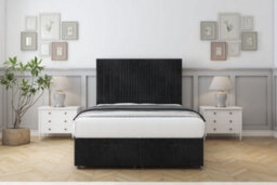 "Comfort The Foxy Black Naples Ottoman Bed Base With 26"" Strutted Headboard 6' Super King"