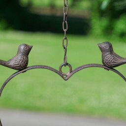 Dibor Vintage Style Cast Iron Hanging Heart Bird Dish Sunflower Garden Bird Feeder Seed Nut Mealworm Bird Feeding Station Tray - thumbnail 4