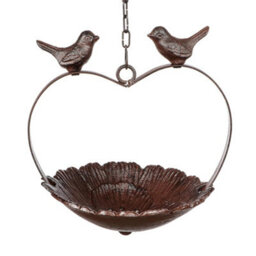 Dibor Vintage Style Cast Iron Hanging Heart Bird Dish Sunflower Garden Bird Feeder Seed Nut Mealworm Bird Feeding Station Tray - thumbnail 2