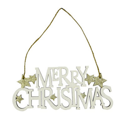 Neel Blue Wooden Christmas Table Sign, Merry Christmas Sign & Xmas Tabletop Centrepiece, Wood Table Ornament - image 1