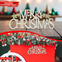 Neel Blue Wooden Christmas Table Sign, Merry Christmas Sign & Xmas Tabletop Centrepiece, Wood Table Ornament - thumbnail 4