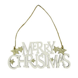 Neel Blue Wooden Christmas Table Sign, Merry Christmas Sign & Xmas Tabletop Centrepiece, Wood Table Ornament - thumbnail 1