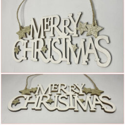 Neel Blue Wooden Christmas Table Sign, Merry Christmas Sign & Xmas Tabletop Centrepiece, Wood Table Ornament - thumbnail 6