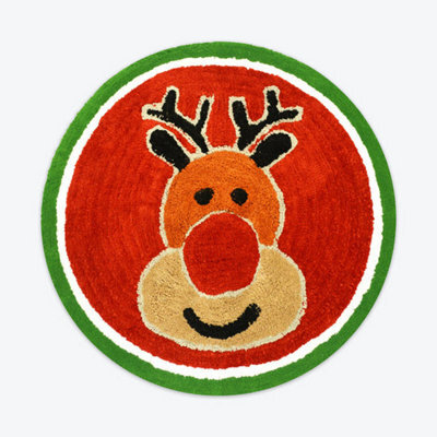 Allure Bath Fashions Christmas Tufted Rudolph Round Bath Mat - image 1